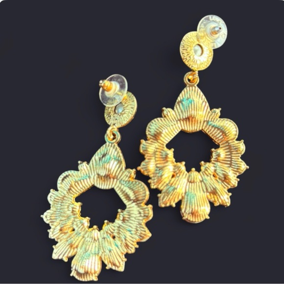 Chic Gold and Multicolor Crystal Earrings - Picture 3 of 5